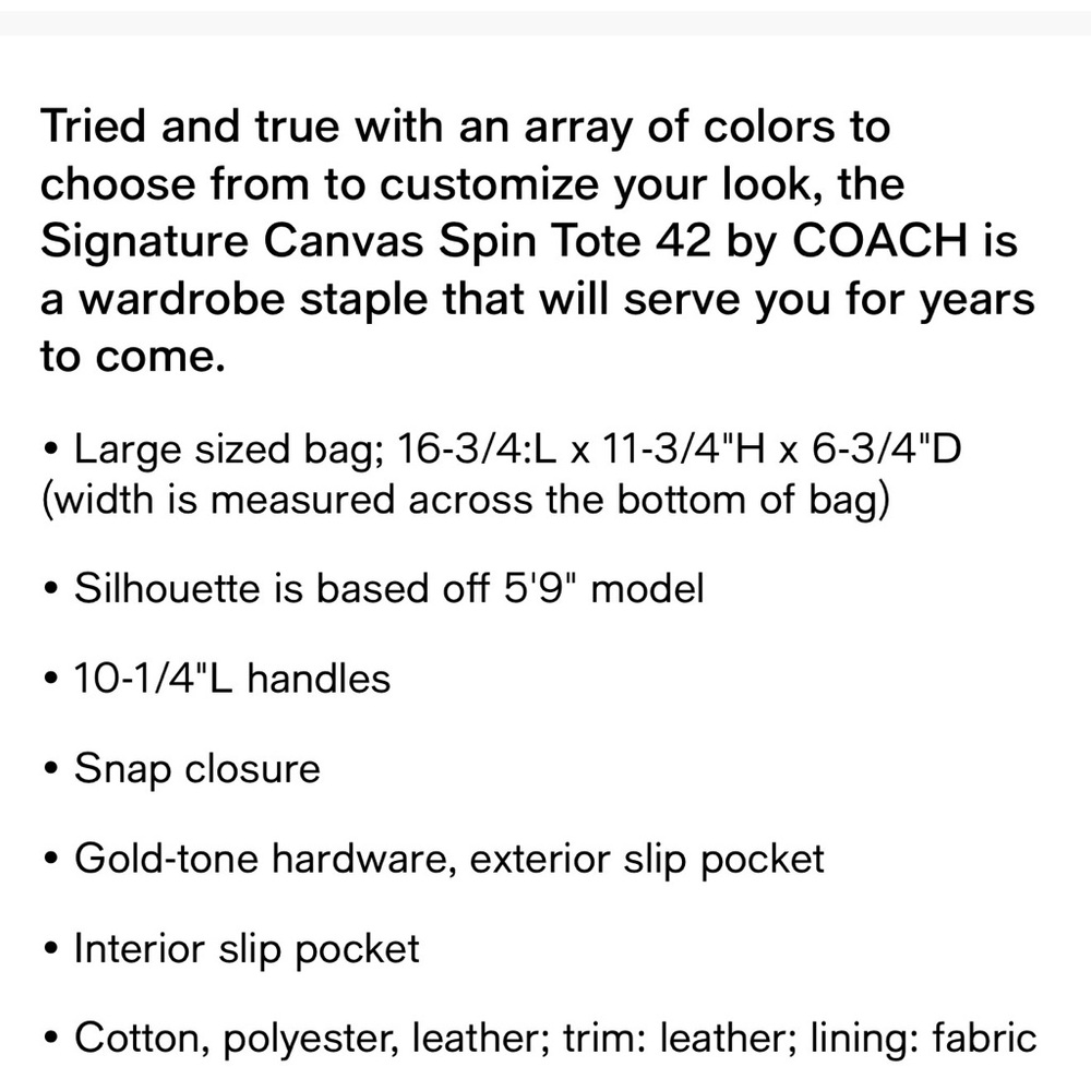 Coach Signature Canvas Spin Tote 42 - Picture 11 of 15